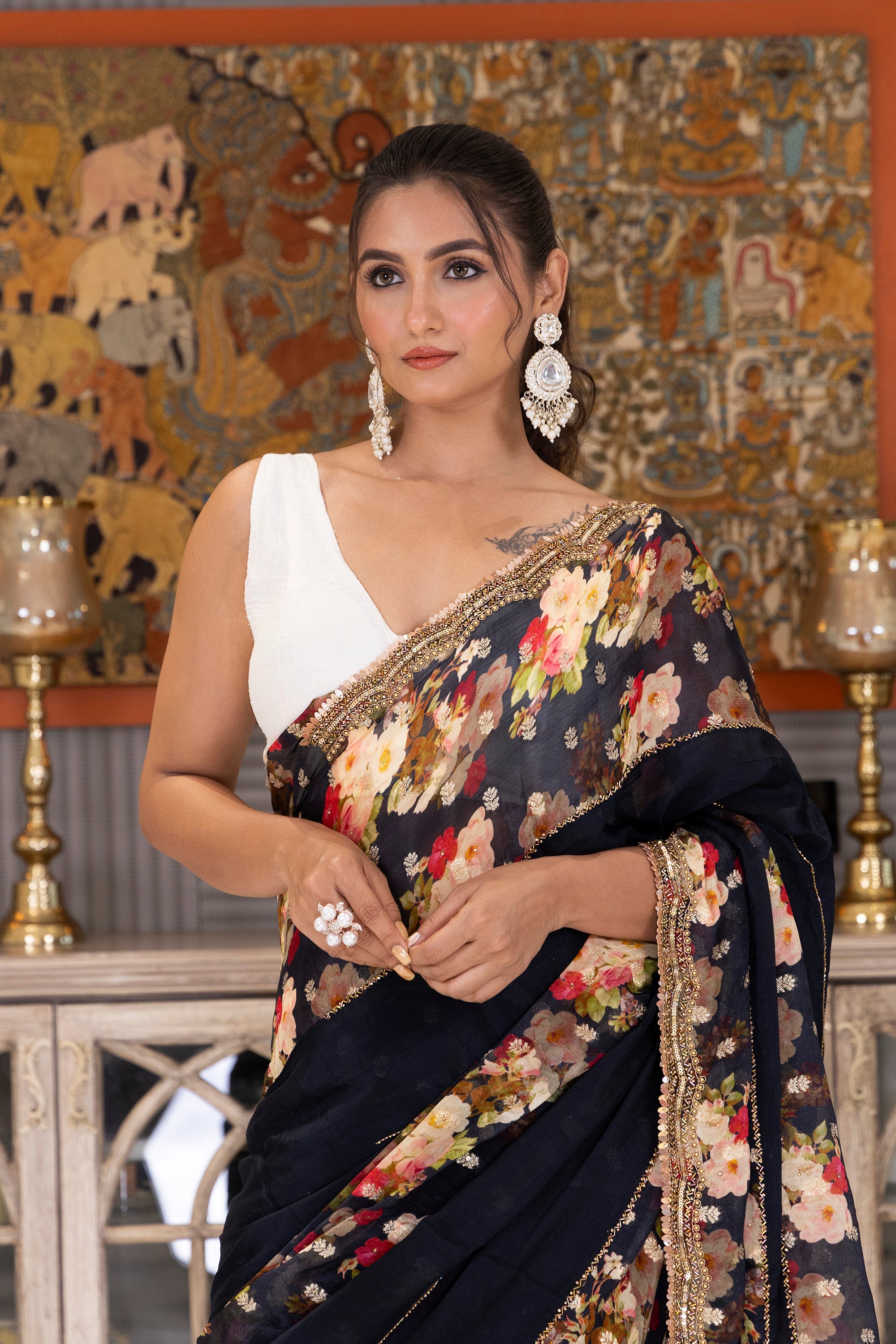 Chiffon Organza Zardosi Work - Image 3