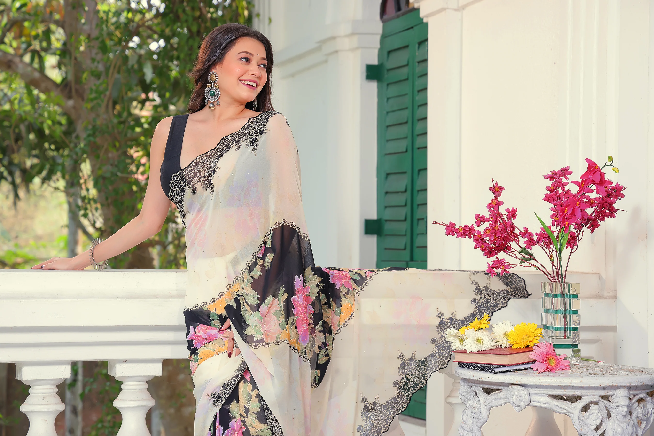 Chiffon Swarovski Saree - Image 4