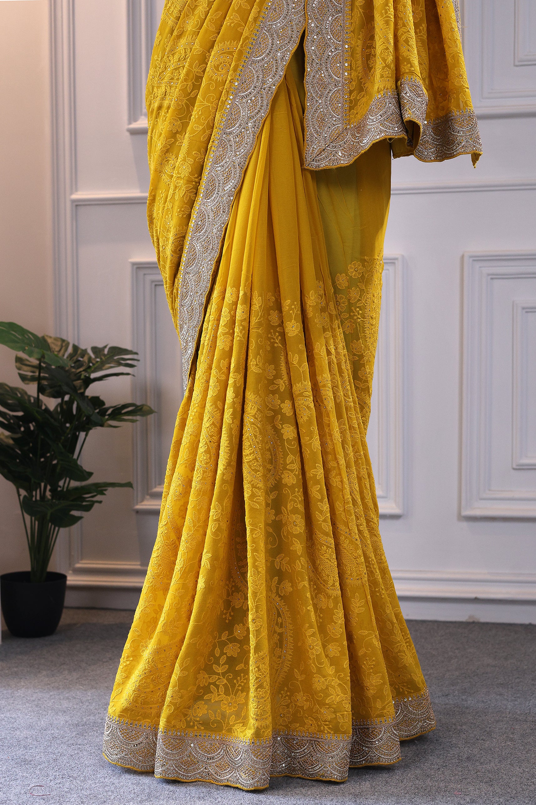 Chikankari With Mukesh Work - Image 3