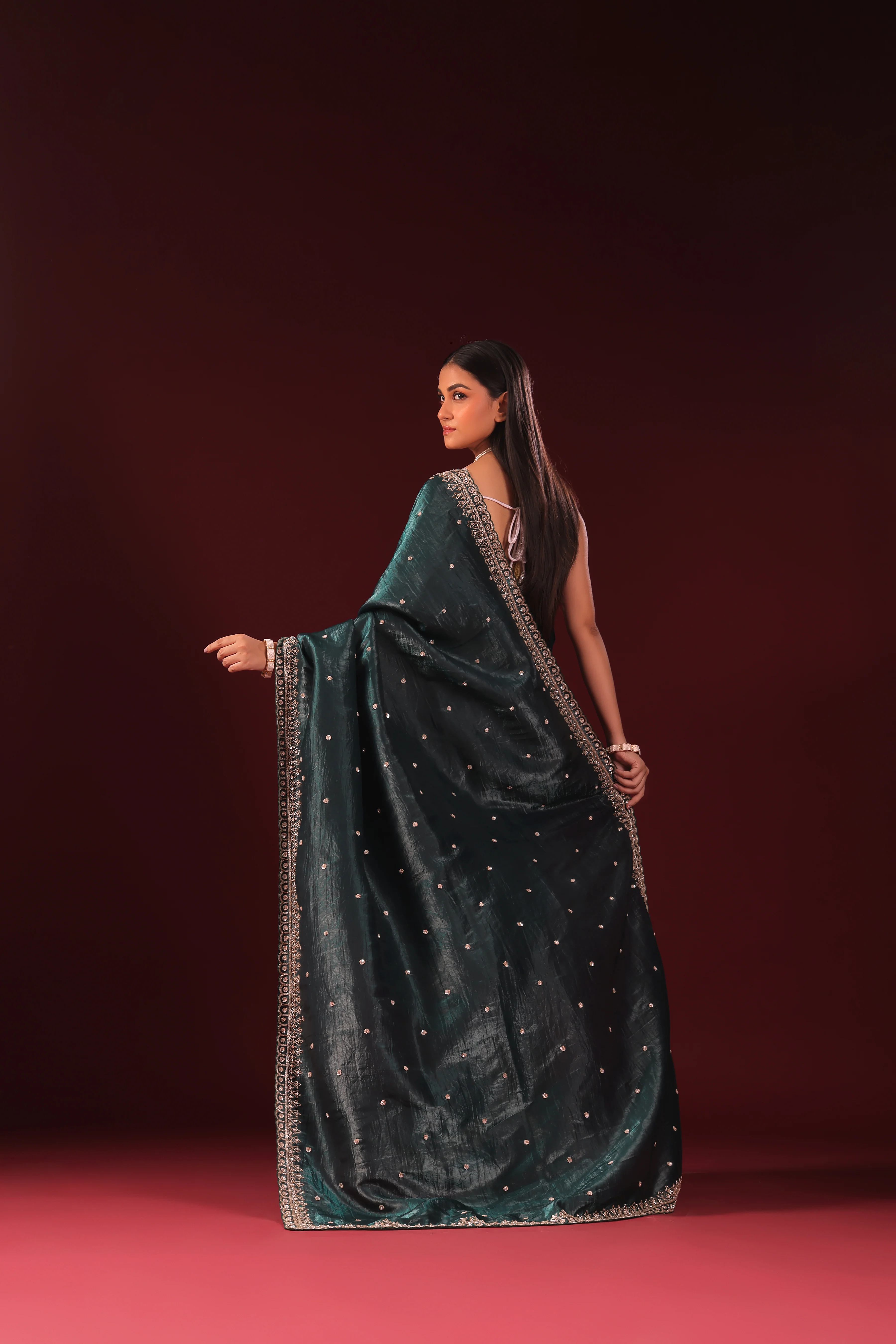 Crush Satin Zardosi Work - Image 3