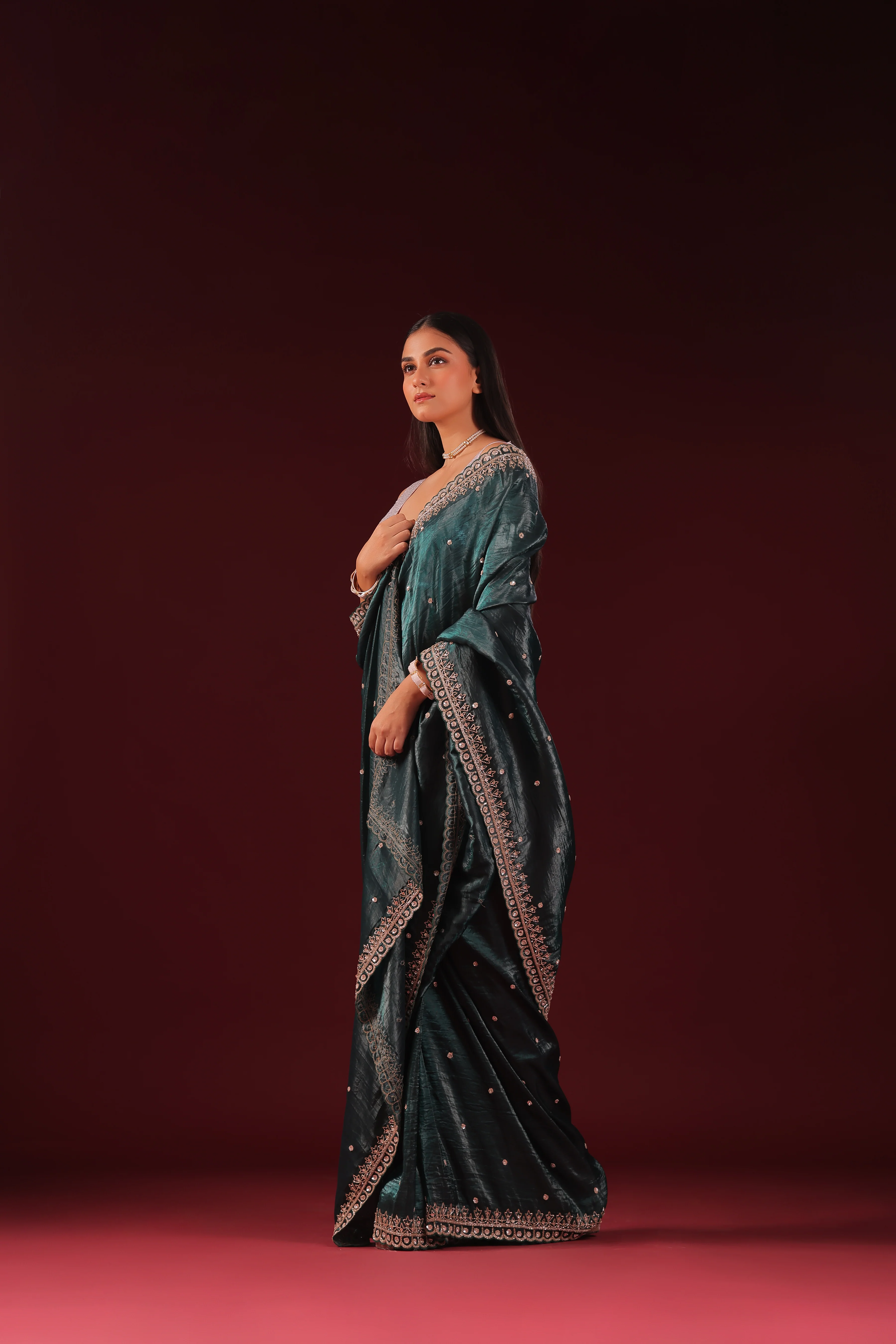 Crush Satin Zardosi Work - Image 4