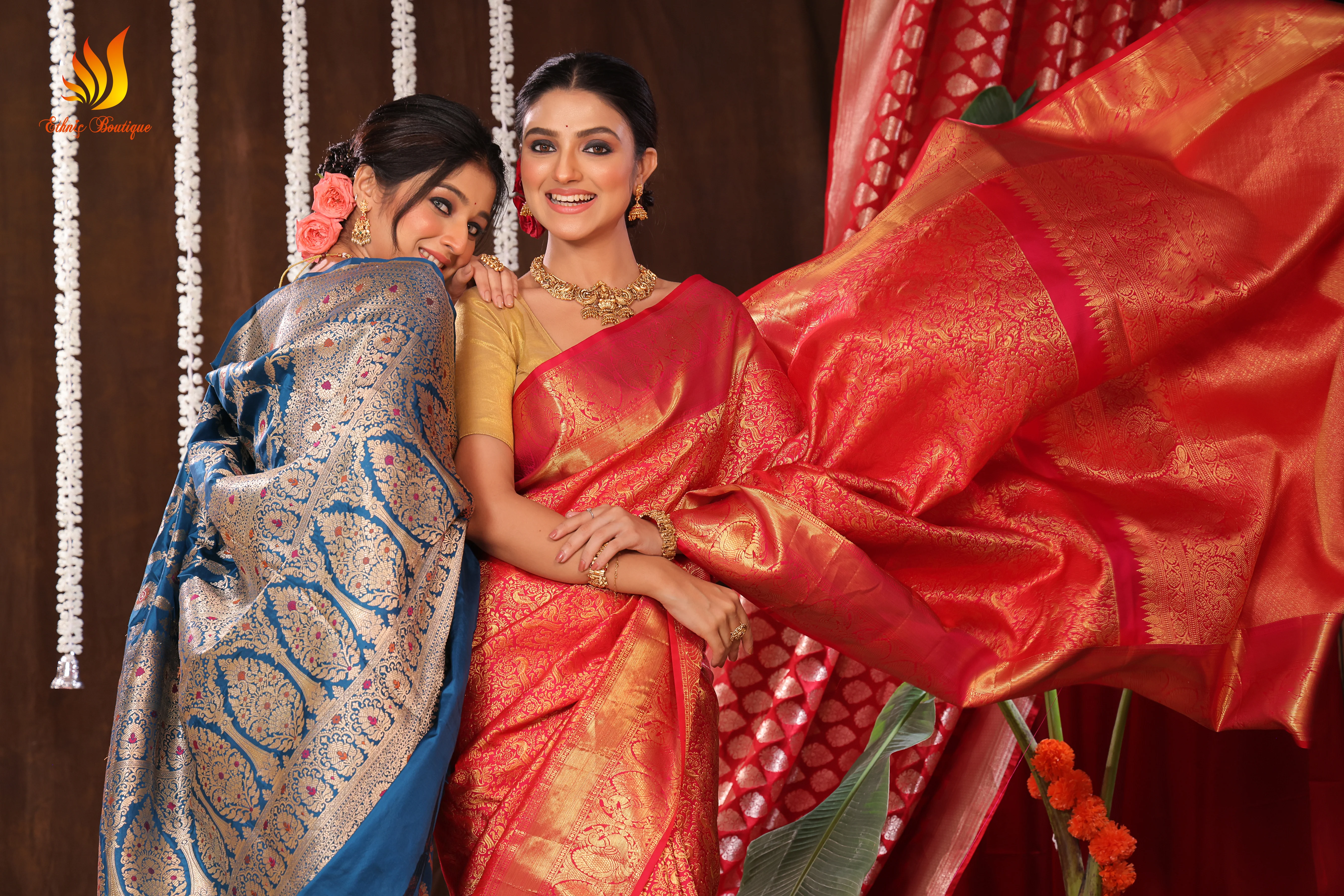 Jaal Meena Katan Banarasi Blue - Image 3