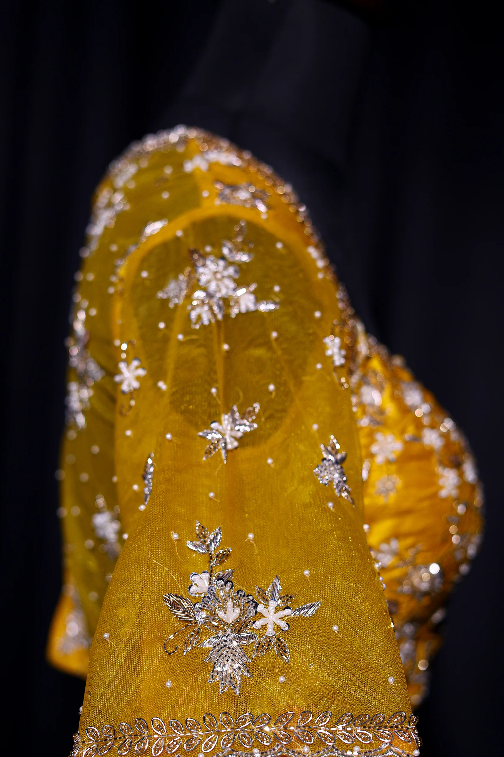 Raw Silk Net Zardosi Work - Image 3