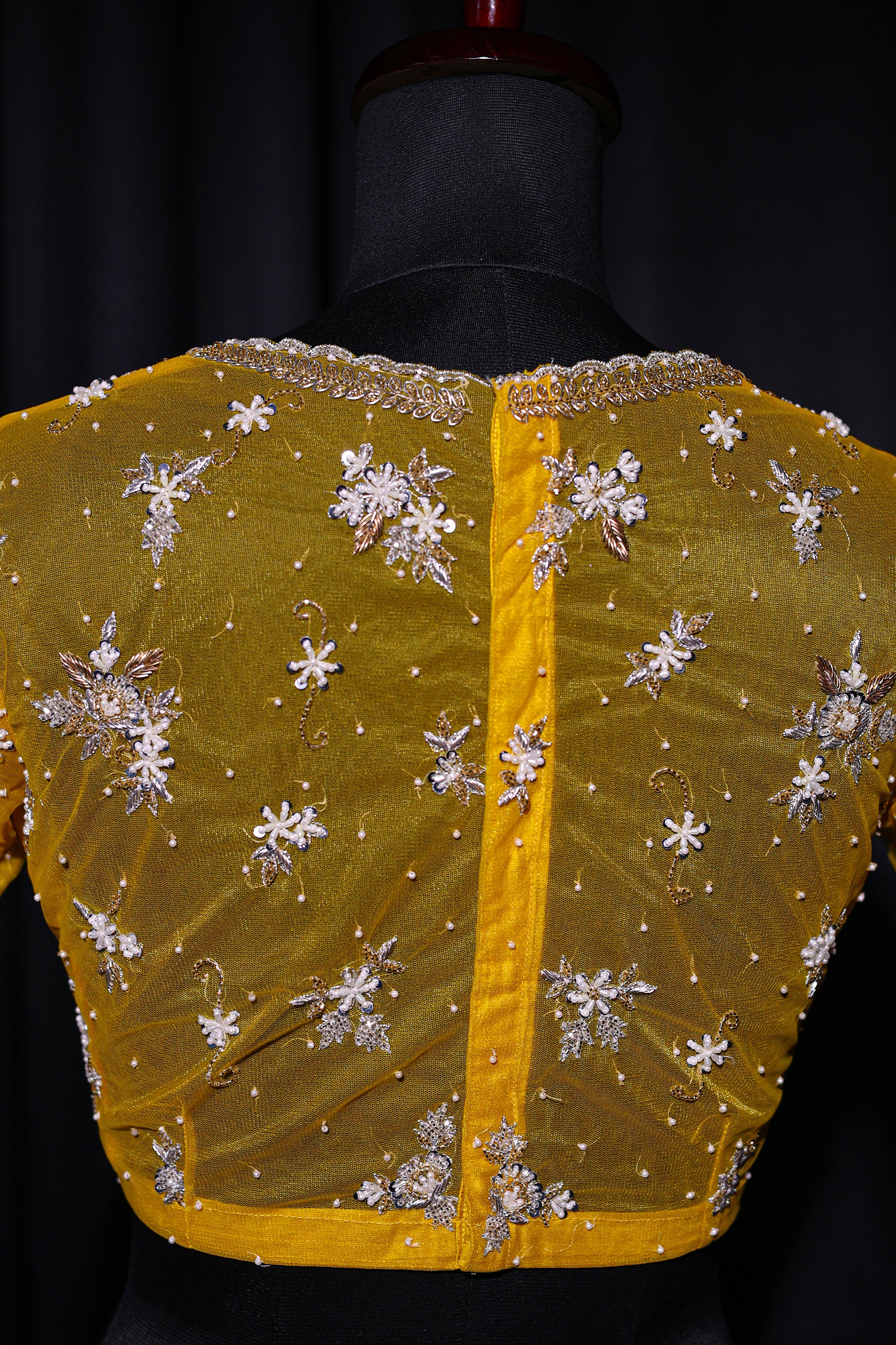 Raw Silk Net Zardosi Work - Image 4