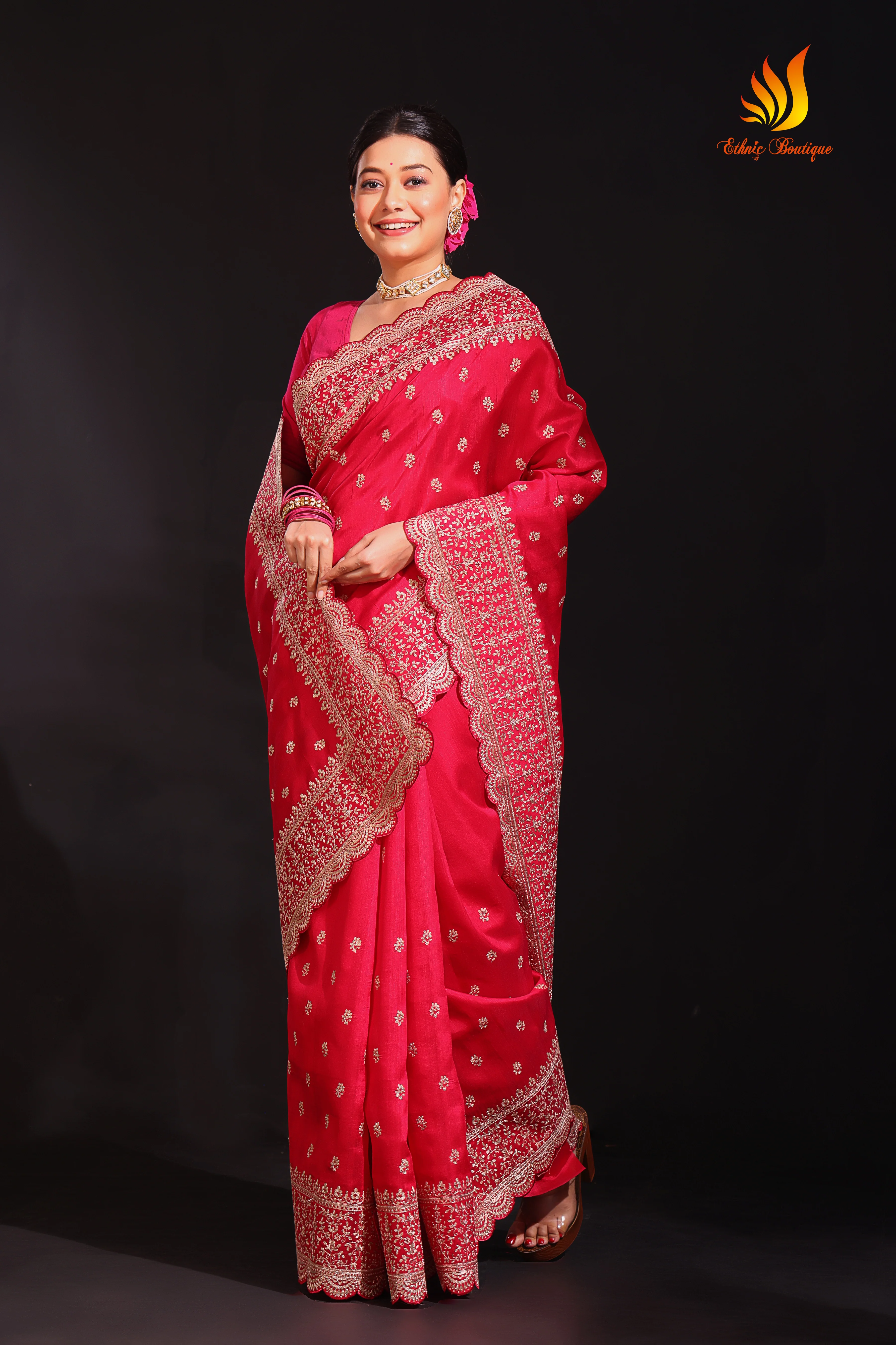 Semi Tussar Pita zari Work - Image 3