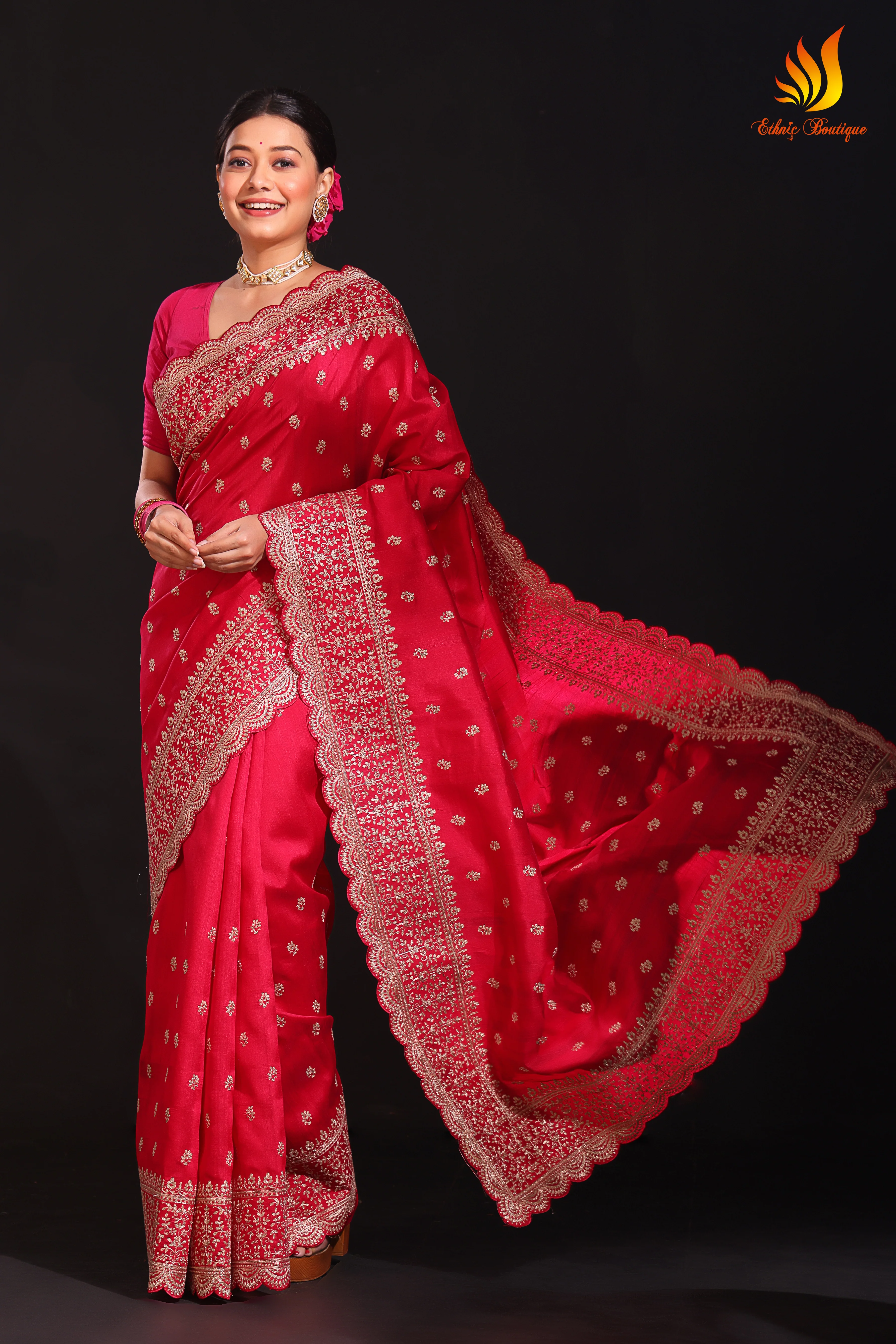 Semi Tussar Pita zari Work - Image 4