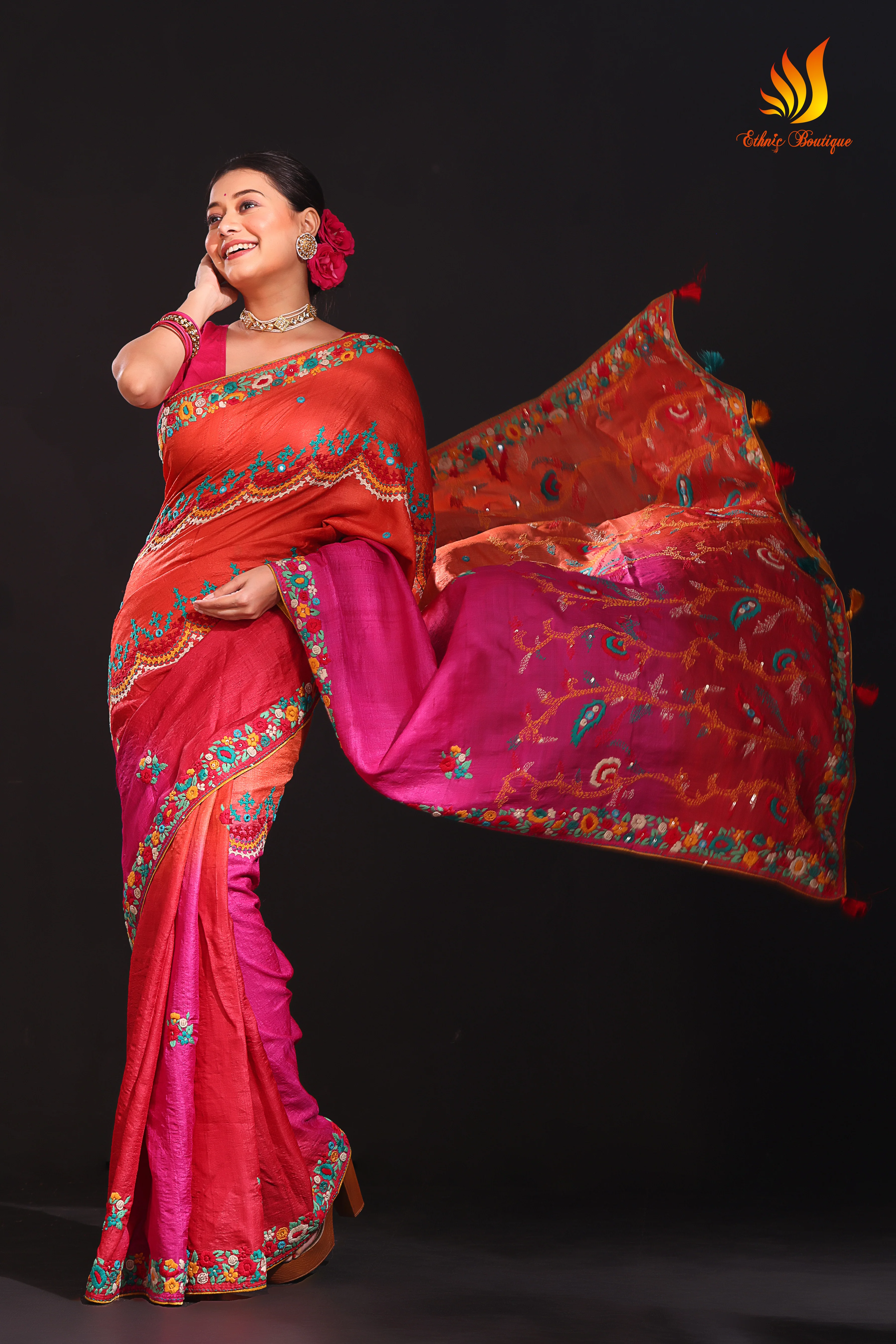 Tussar Fusion Red - Image 3