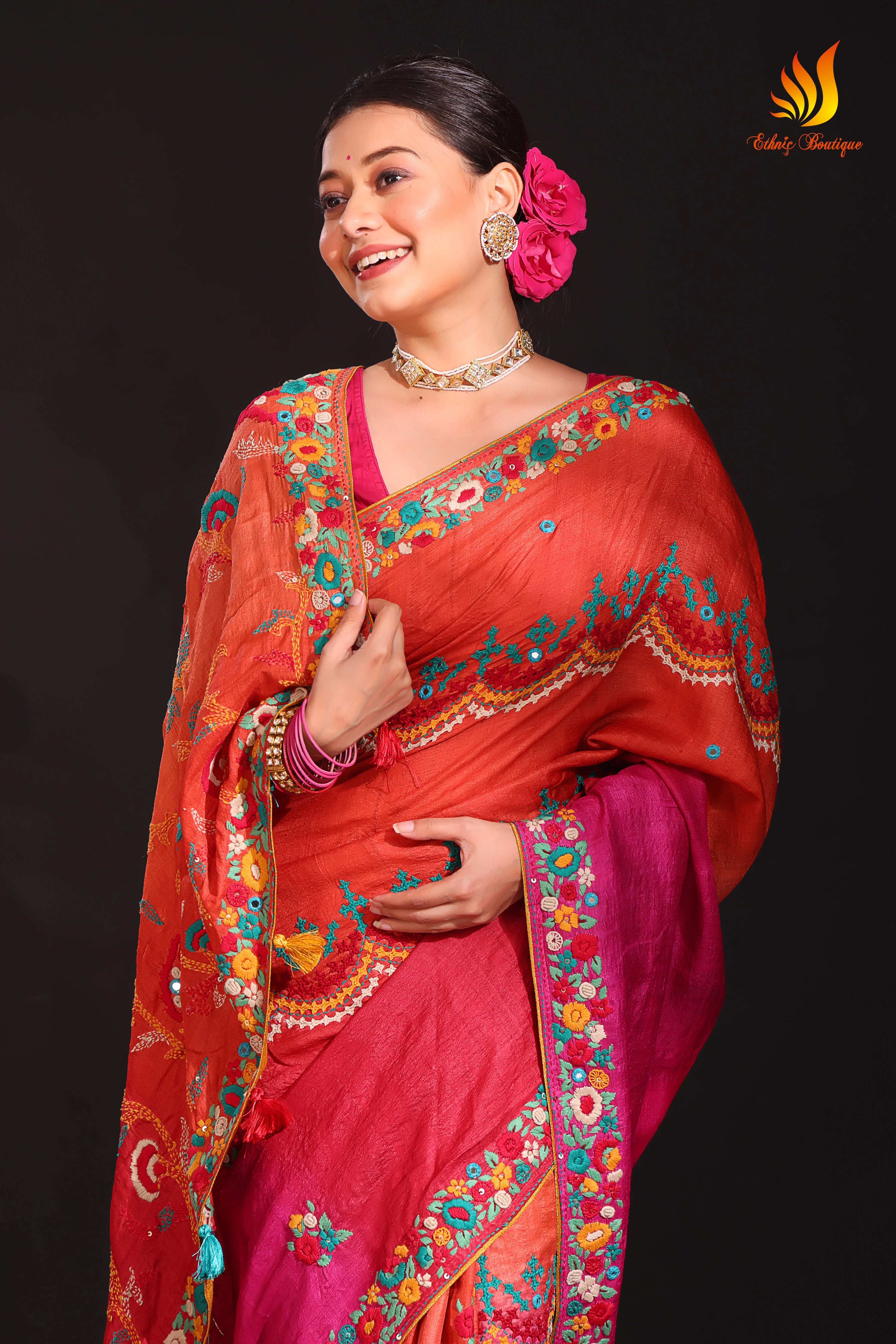 Tussar Fusion Red - Image 4