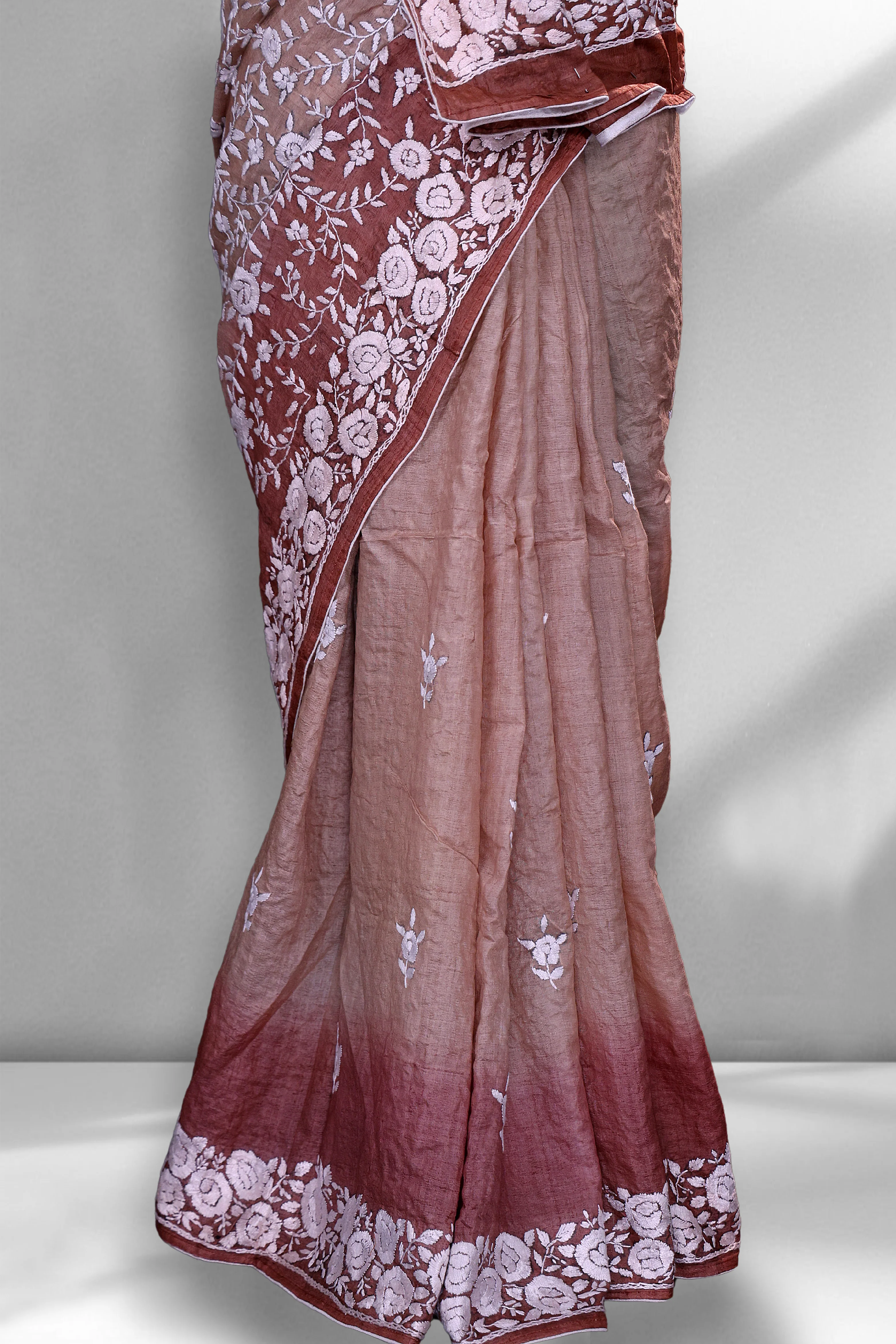 Tussar Shaded  Parsi Hand Work - Image 3