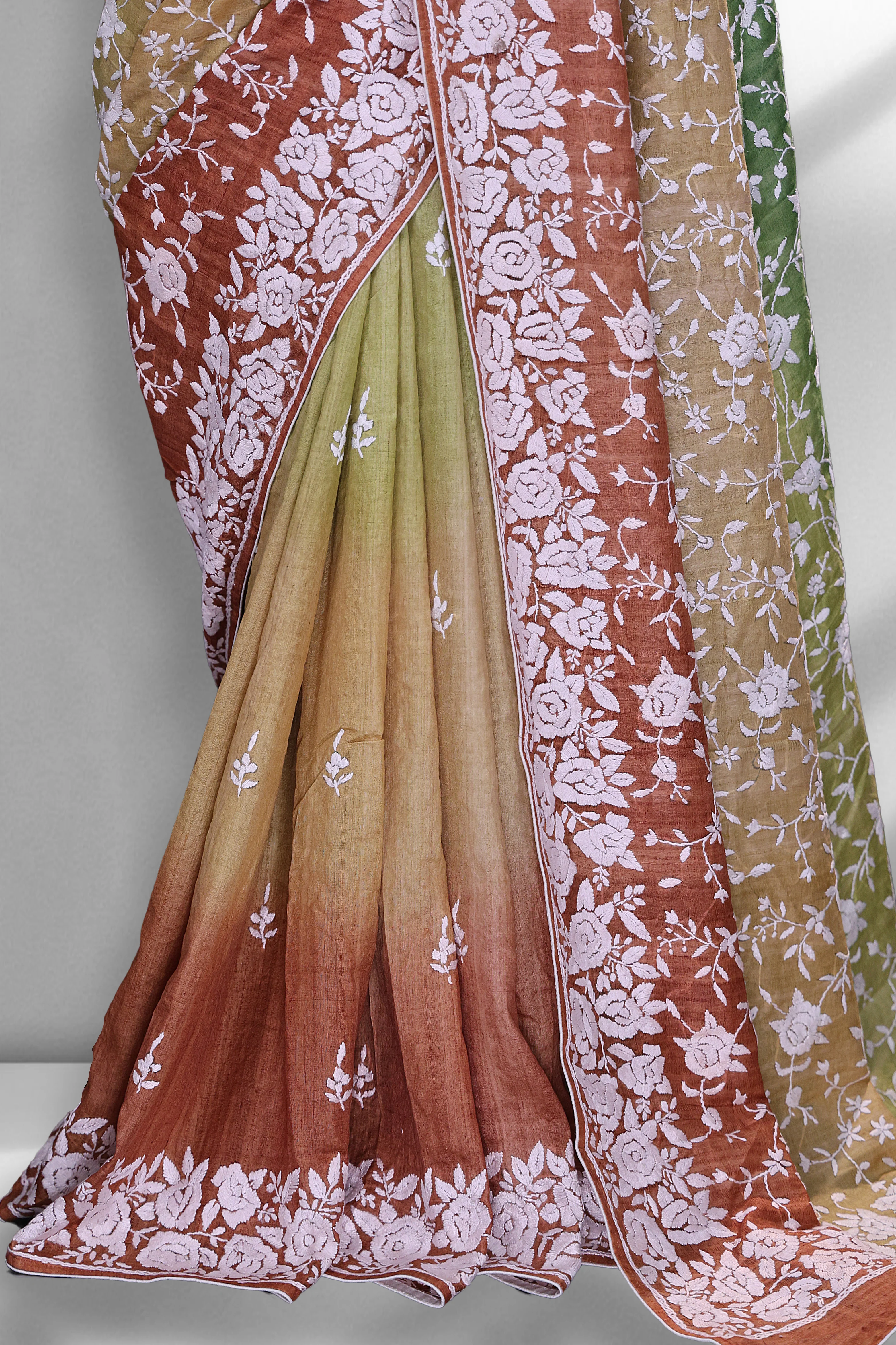 Tussar Shaded Parsi Hand Work - Image 3