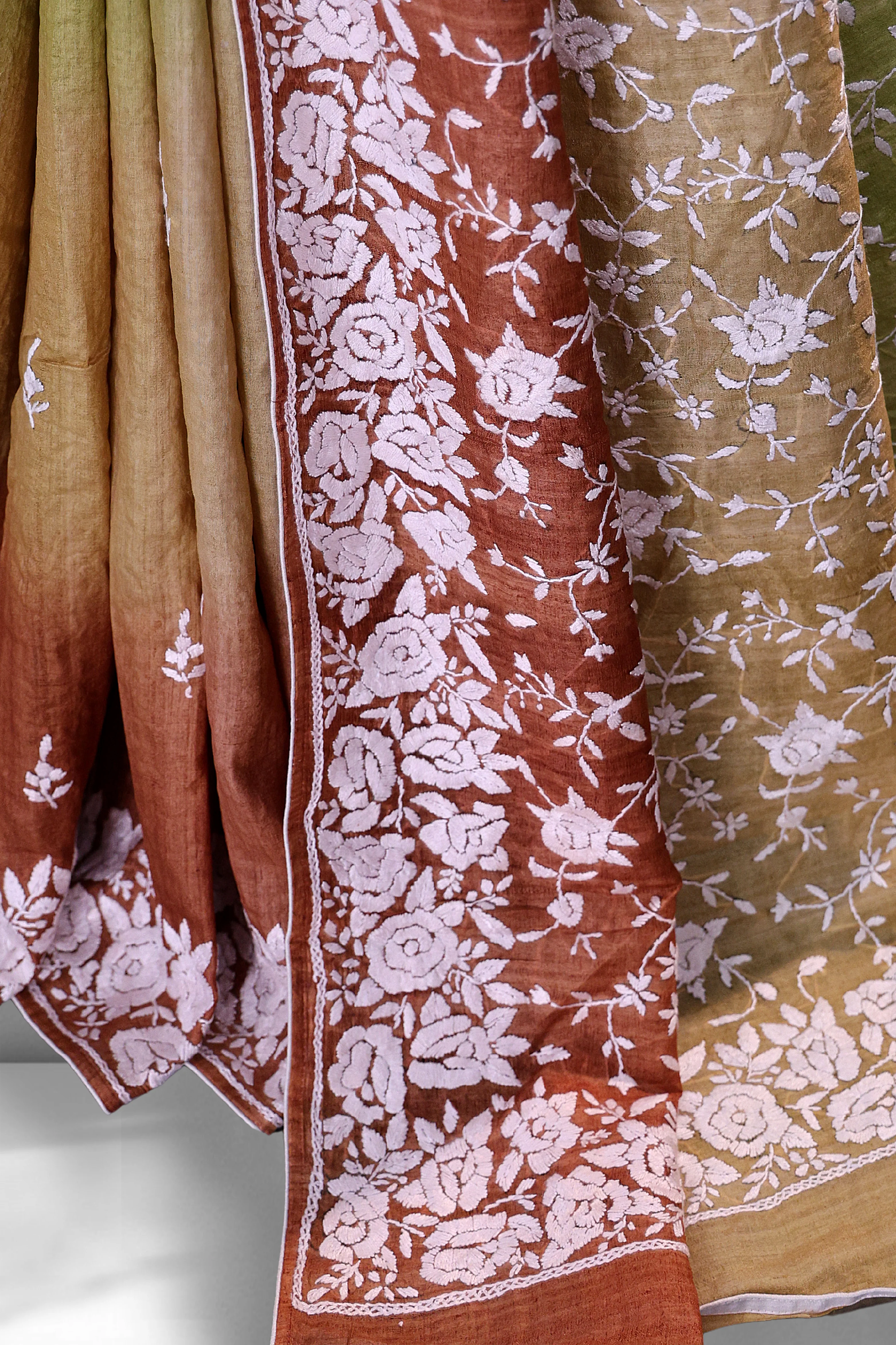 Tussar Shaded Parsi Hand Work - Image 4