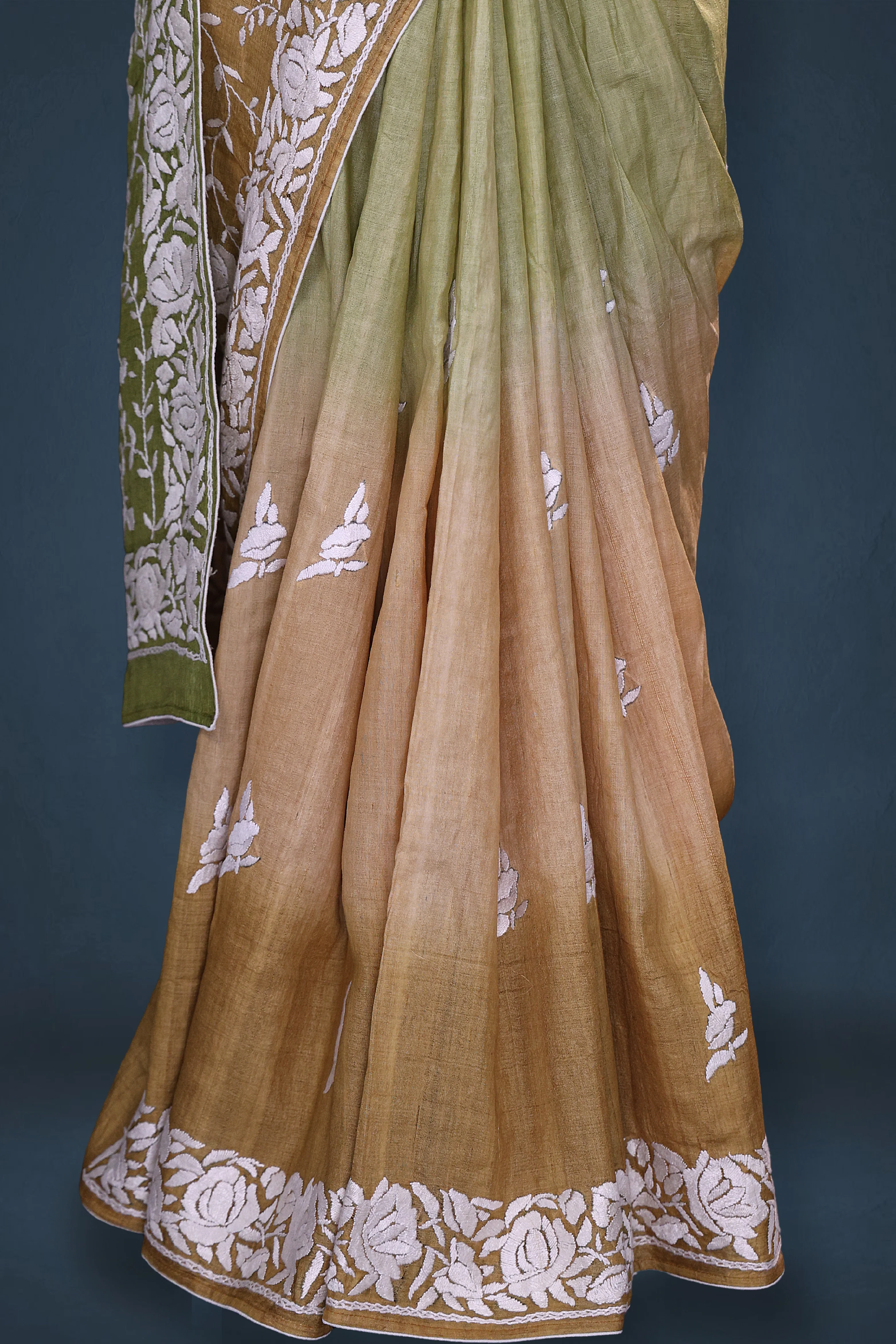 Tussar Shaded Parsi Hand Work - Image 3