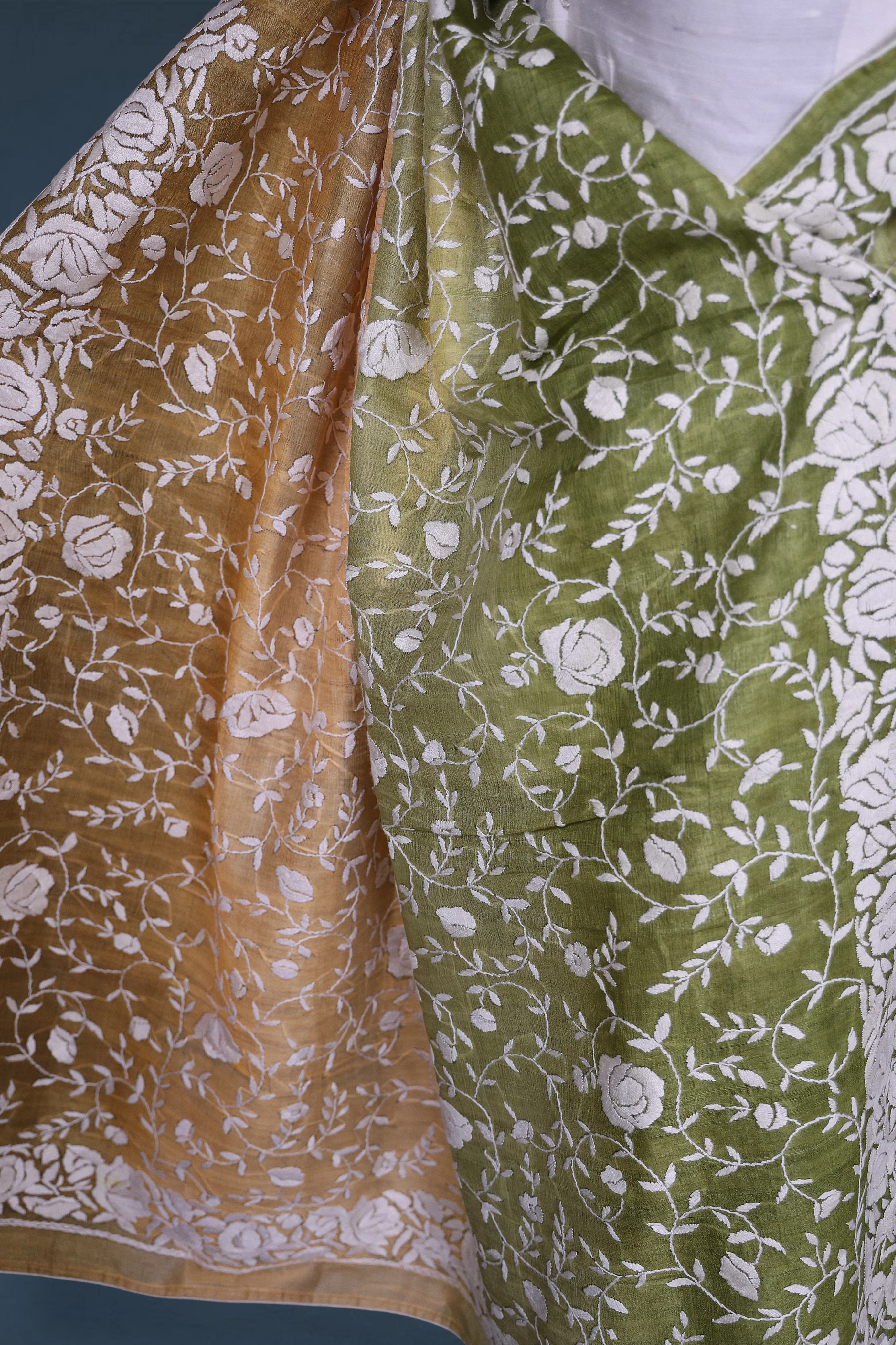 Tussar Shaded Parsi Hand Work - Image 4